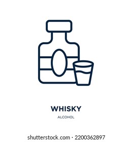 whisky icon from alcohol collection. Thin linear whisky, alcohol, drink outline icon isolated on white background. Line vector whisky sign, symbol for web and mobile