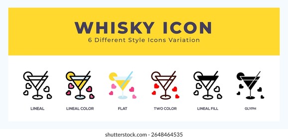 Ícone Whisky em linha cheia. fina. traçado do contorno e estilo plano.