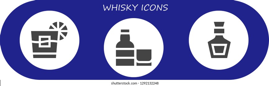  whisky icon set. 3 filled whisky icons. Simple modern icons about  - Whiskey