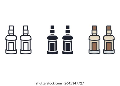 Ícones de uísque isolados no fundo branco. Design de estilo plano
