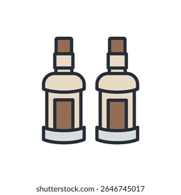Ícones de uísque isolados no fundo branco. Design de estilo plano
