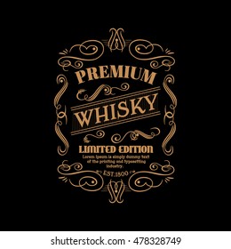 Whisky Label Hand Drawn Vintage Typography Blackboard Retro Border Vector 