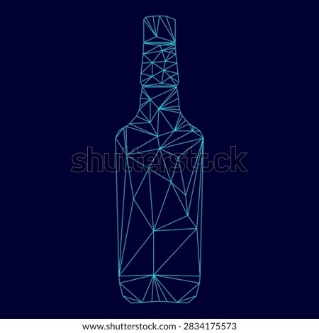 Whisky low poly triangulation triangulated polygonal electric cyan blue vibrant aqua neon color vector illustration image outline contour line