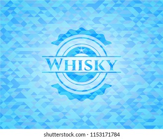 Whisky sky blue emblem with mosaic background