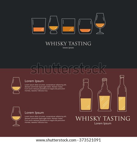 Whisky Tasting Event Party Invitations Collection Stock Vector