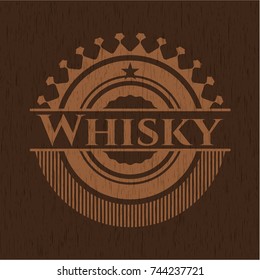 Whisky wooden emblem. Vintage.