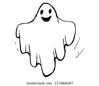 Whisper Ghost hand draw. Ghost character Costume evil or Character creepy funny cute. 