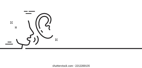 Whisper line icon. Audio message sign. Hearing symbol. Minimal line illustration background. Whisper line icon pattern banner. White web template concept. Vector