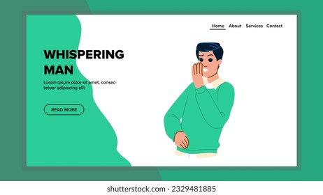 whisper whispering man vector. portrait gossip, secret communication, talk couple whisper whispering man web flat cartoon illustration