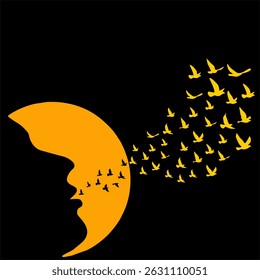Whispers Become Wings Voices Rise Into Freedom Across The Sky. VECTOR ILLUSTRATOR