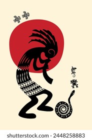 Susurros en el Cañón: Un Viaje Sereno Kokopelli - Música de los Inicios. Sereno, Hecho a mano, Histórico, Arte nativo americano, Músico Kokopelli pintura 