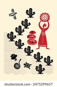 Whispers of Fertility: A Serene Kokopelli Story - Blessing the Land. Kokopelli art, Wall art, Handmade, Kokopelli with animals. 