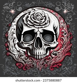 Whispers of Mortality: The Enchanting Dance of Skull and Petals