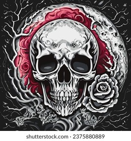 Whispers of Mortality: The Enchanting Dance of Skull and Petals