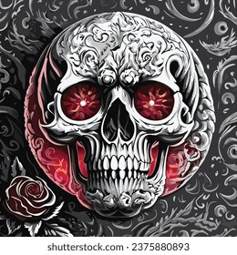 Whispers of Mortality: The Enchanting Dance of Skull and Petals