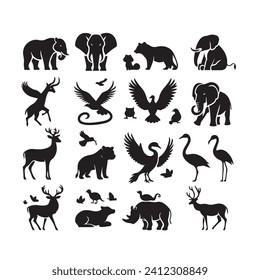 Whispers of the wilderness: A mesmerizing display of animals silhouette, celebrating the untamed beauty of wildlife - wildlife Silhouette - animals vector
