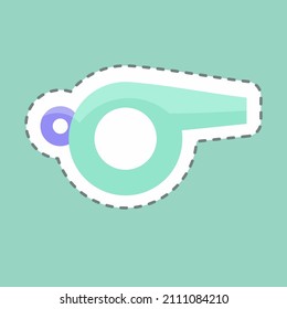 Whistle 1 Sticker in trendy line cut isolated on blue background