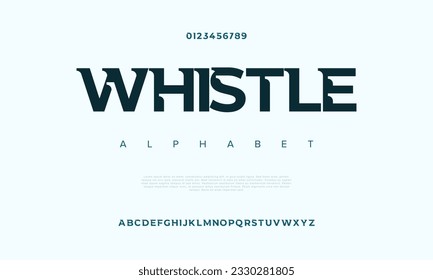 Whistle abstract digital technology logo font alphabet. Minimal modern urban fonts for logo, brand etc. Typography typeface uppercase lowercase and number. vector illustration