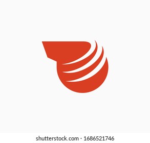 Whistle abstract logo with swoosh. Vector design template.