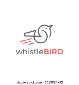 Whistle bird logo in line art style