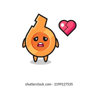 whistle cartoon illustration is broken heart , cute design