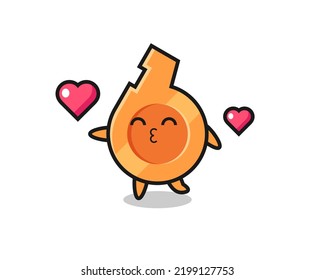 whistle character cartoon with kissing gesture , cute design