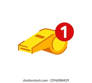 Whistle concept with number 1 to provide notifications, warnings, information and errors to the program. Graphic elements for user interface pages, infographics, icons,etc