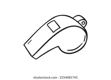 whistle doodle hand drawn icon. Outline drawing sport whistle line clipart symbol. Vector illustration