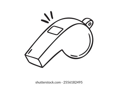 whistle doodle hand drawn icon. Outline drawing sport whistle line clipart symbol. Vector illustration