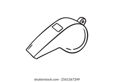 whistle doodle hand drawn icon. Outline drawing sport whistle line clipart symbol. Vector illustration