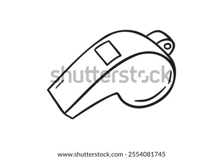 whistle doodle hand drawn icon. Outline drawing sport whistle line clipart symbol. Vector illustration