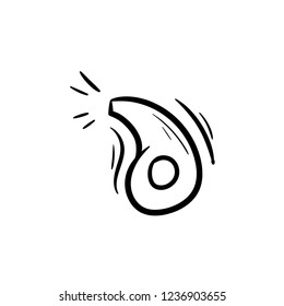 whistle doodle icon vector 