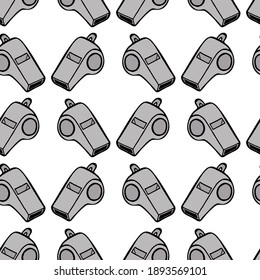 Whistle. Doodle style. Seamless pattern in gray colors. Vector image. 
