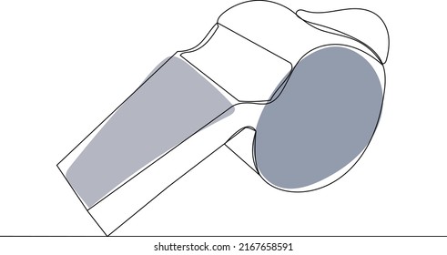 Whistle Drawing By One Continuous Line, Sketch Vector