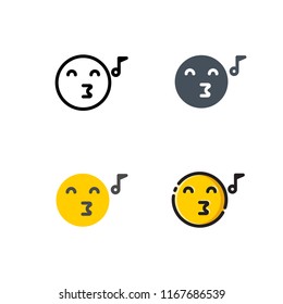 whistle emoji vector with four different styles