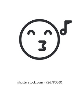 Whistle emoticon vector. Whistle emoticon outline style design