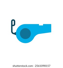 Whistle flat icon, blue whistle referee sign illustration, tournament equipment design illustration. 