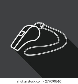 whistle flat icon with long shadow, line icon