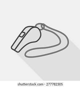 whistle flat icon with long shadow, line icon