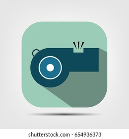 whistle flat icon,with long shadow