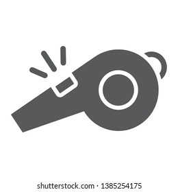 Whistle glyph icon, sport and equipment, blower sign, vector graphics, a solid pattern on a white background, eps 10.