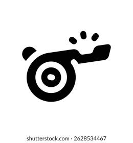 whistle glyph icon. Strong and solid vector icon for websites, mobile interfaces, presentations, and visual branding. High quality and easy to edit.