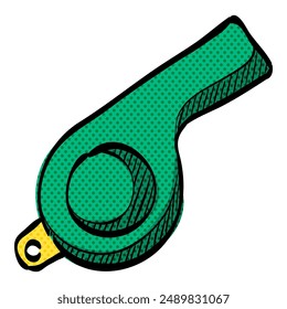 Whistle halftone icon hand drawn color vector illustration