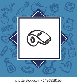 Whistle hand drawn outline doodle icon. Sport, style, fashion, fitness, gym concept. Vector sketch illustration for print, web, mobile and infographics on white background.