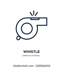 whistle icon from american football collection. Thin linear whistle, game, football outline icon isolated on white background. Line vector whistle sign, symbol for web and mobile