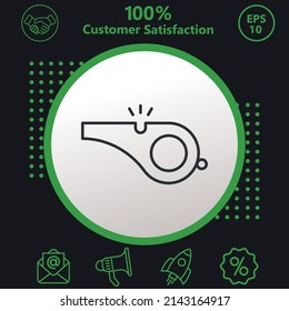 Whistle icon. Background consisting of green and black colors. modern design