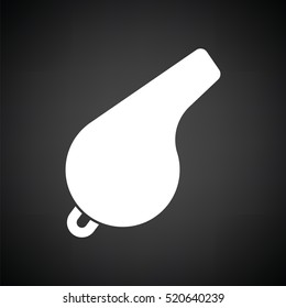 Whistle icon. Black background with white. Vector illustration.