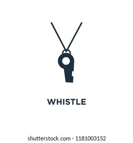 Whistle icon. Black filled vector illustration. Whistle symbol on white background. Can be used in web and mobile.