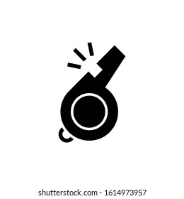 Whistle Icon in black flat shape design on white background
