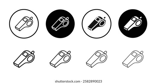 Whistle icon Black line art vector logo set